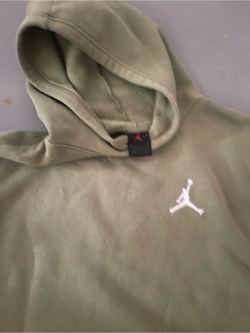 Jordan Olive Green Pullover Hoodie with White Jumpman